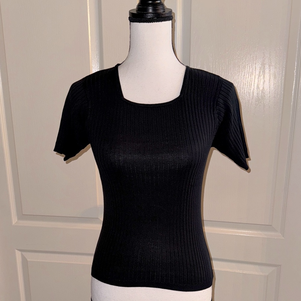 Black Ribbed Top - Size Small